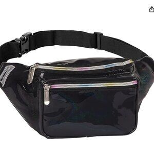 Black Holographic Fanny Pack Belt Bag - Crossbody Waist Bag Fanny Pack